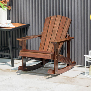 Outdoor Wooden Kid Adirondack Rocking Chair with Slatted Seat-Coffee view 3