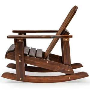 Outdoor Wooden Kid Adirondack Rocking Chair with Slatted Seat-Coffee view 4