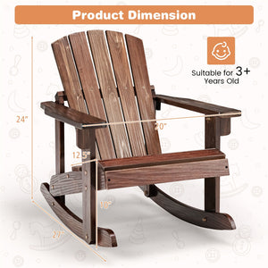 Outdoor Wooden Kid Adirondack Rocking Chair with Slatted Seat-Coffee view 5