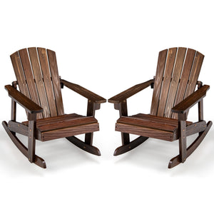 Outdoor Wooden Kid Adirondack Rocking Chair with Slatted Seat-Coffee view 6