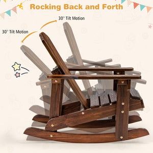 Outdoor Wooden Kid Adirondack Rocking Chair with Slatted Seat-Coffee view 7