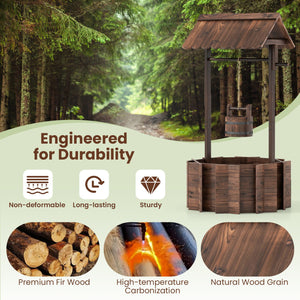 Outdoor Wooden Wishing Well Planter Bucket view 8