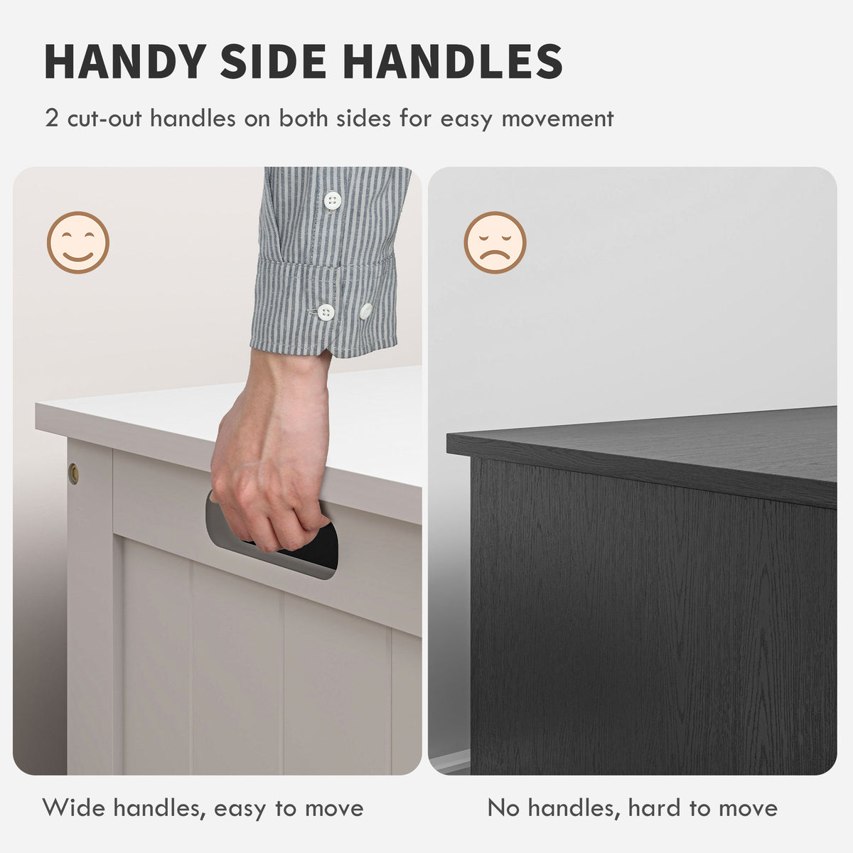 Storage Trunk with 2 Safety Hinges, Modern Entryway Bench with Side Handles, Storage Chest for Living Room – view 19