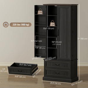 72" LED Kitchen Pantry Cabinet, Buffet Storage Cabinet with 10 Door Shelves – view 2
