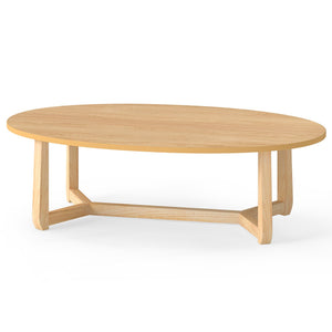 Oval Coffee Table 46 Inches Wooden Accent Table with Thickened Top-Natural view 4