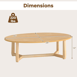 Oval Coffee Table 46 Inches Wooden Accent Table with Thickened Top-Natural view 5