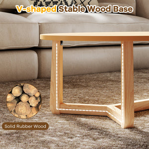 Oval Coffee Table 46 Inches Wooden Accent Table with Thickened Top-Natural view 7