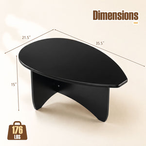 Oval Coffee Table Mid Century Modern Accent Table Low Profile Wooden Center Table-Black view 5