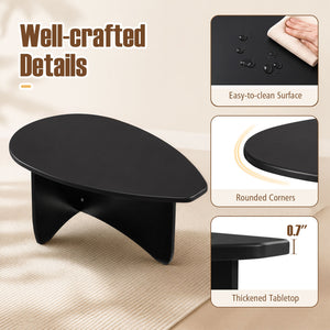 Oval Coffee Table Mid Century Modern Accent Table Low Profile Wooden Center Table-Black view 7