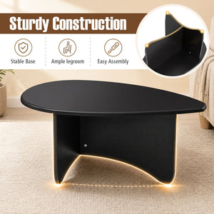 Oval Coffee Table Mid Century Modern Accent Table Low Profile Wooden Center Table-Black view 8