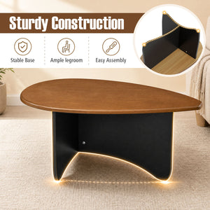 Oval Coffee Table Mid Century Modern Accent Table Low Profile Wooden Center Table-Walnut view 8