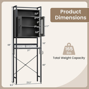Over-The-Toilet Storage Cabinet with Heavy-Duty Metal Frame 2-door Freestanding-Black view 5