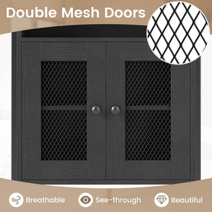 Over-The-Toilet Storage Cabinet with Heavy-Duty Metal Frame 2-door Freestanding-Black view 7