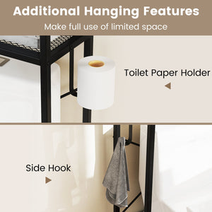 Over-The-Toilet Storage Cabinet with Heavy-Duty Metal Frame 2-door Freestanding-Black view 8