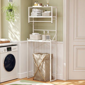 Over the Toilet Storage Rack 3-Tier Over Toilet Bathroom Organizer with Towel Holder-White view 6