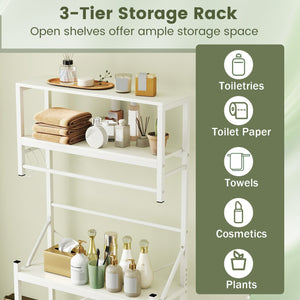 Over the Toilet Storage Rack 3-Tier Over Toilet Bathroom Organizer with Towel Holder-White view 8