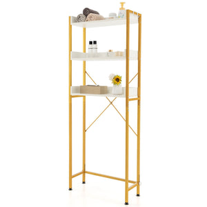 Over The Toilet Storage Rack with Hooks and Adjustable Bottom Bar-White view 6