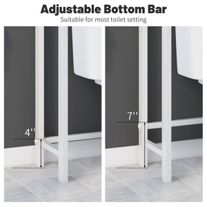 Over-The-Toilet Storage Shelf Space Saving Metal Bathroom Organizer Hooks-White view 9