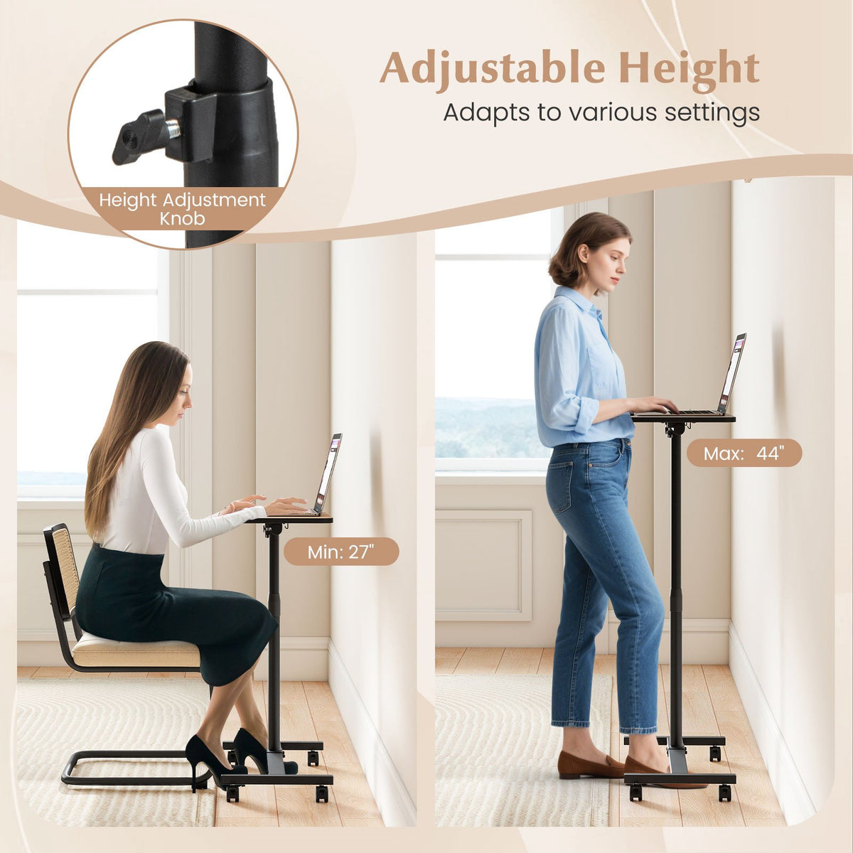 Overbed Rolling Food Tray Table view 6