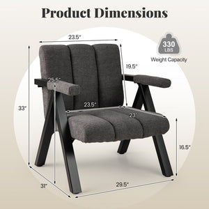 Oversized Accent Chair with Metal Frame and Armrests-Gray view 4