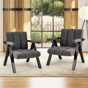 Oversized Accent Chair with Metal Frame and Armrests-Gray view 5