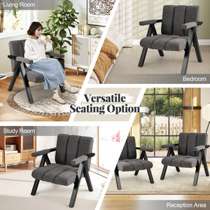 Oversized Accent Chair with Metal Frame and Armrests-Gray view 8