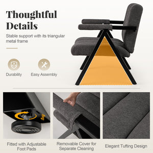 Oversized Accent Chair with Metal Frame and Armrests-Gray view 9