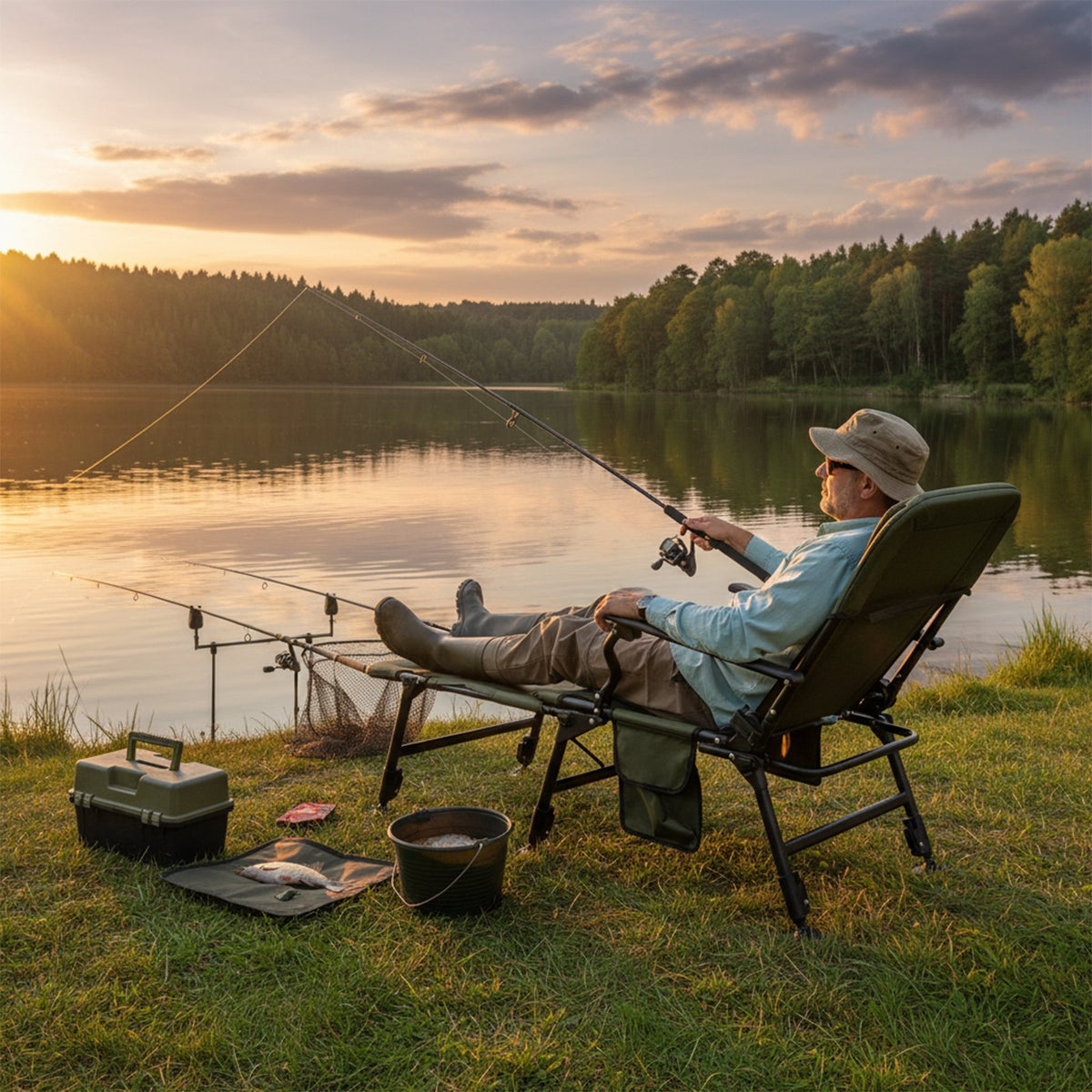 Oversized Foldable Fishing Chair with Detachable Footrest-Green view 2