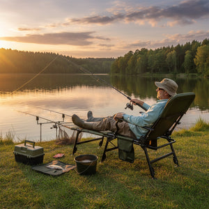 Oversized Foldable Fishing Chair with Detachable Footrest-Green view 2