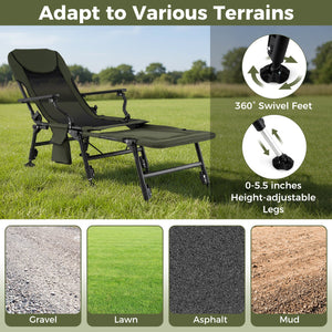 Oversized Foldable Fishing Chair with Detachable Footrest-Green view 6