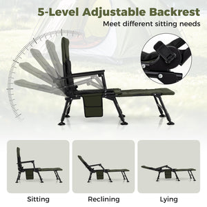 Oversized Foldable Fishing Chair with Detachable Footrest-Green view 7