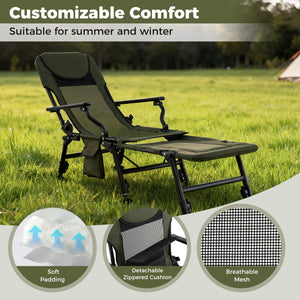 Oversized Foldable Fishing Chair with Detachable Footrest-Green view 8