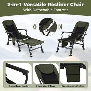 Oversized Foldable Fishing Chair with Detachable Footrest-Green view 9