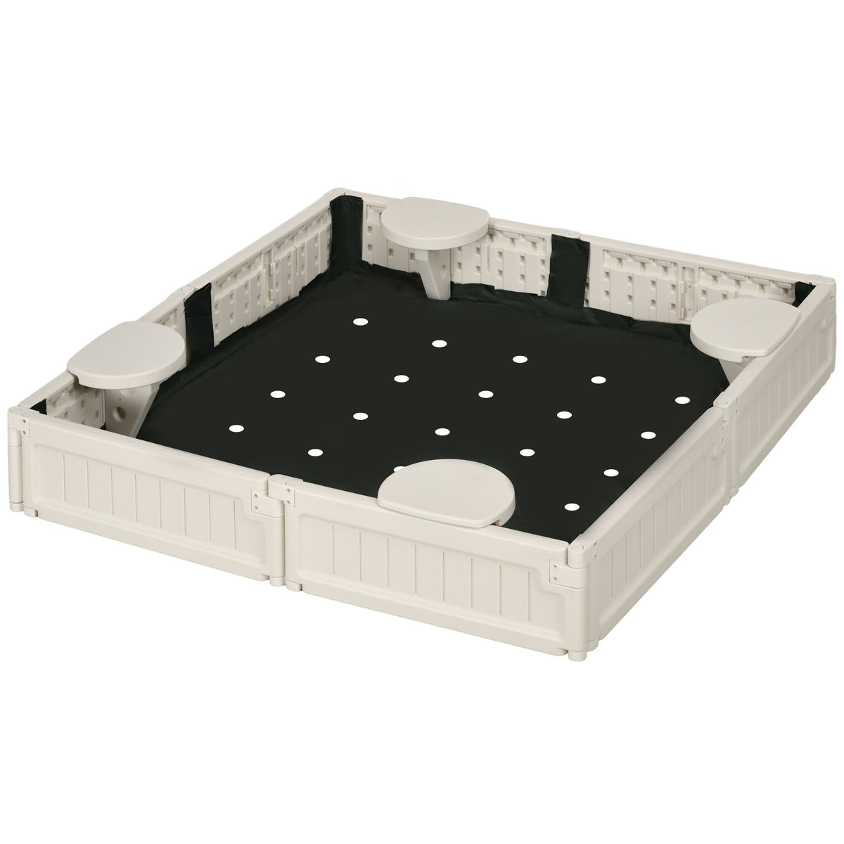 Kids Outdoor Sandbox with Canopy, Bottom Fabric Liner, Brown – view 8