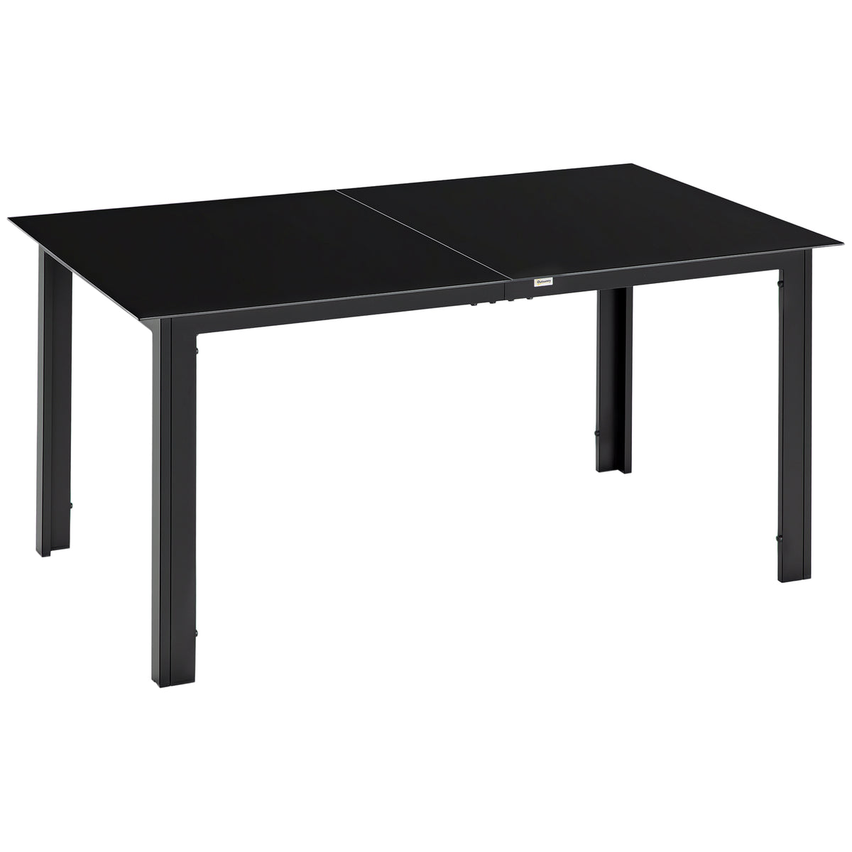 Aluminium Outdoor Dining Table for 6, 59" x 35" Rectangle Patio Table with Tempered Glass Tabletop, for Garden, Backyard, Lawn, Balcony, Black