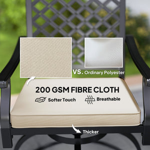 Outdoor Bar Stools Set of 2, Bar Height Swivel Patio Chairs with Cushion, Pillow Footrest for Poolside, Backyard