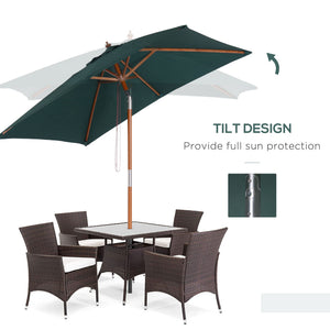 6.6x5ft Square Market Parasol, Wooden Patio Umbrella with Tilt Mechanism and 6 Bamboo Ribs – view 10