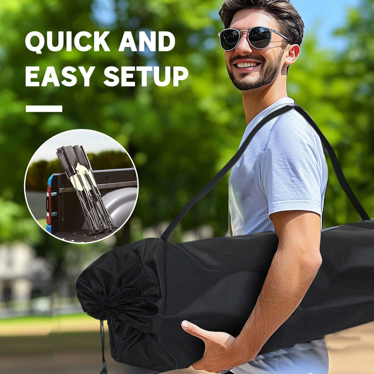Portable Camp Chair, Double Camping Chair with Cup Holders and Carry Bag, Support 551 lbs, Dark Green – view 12