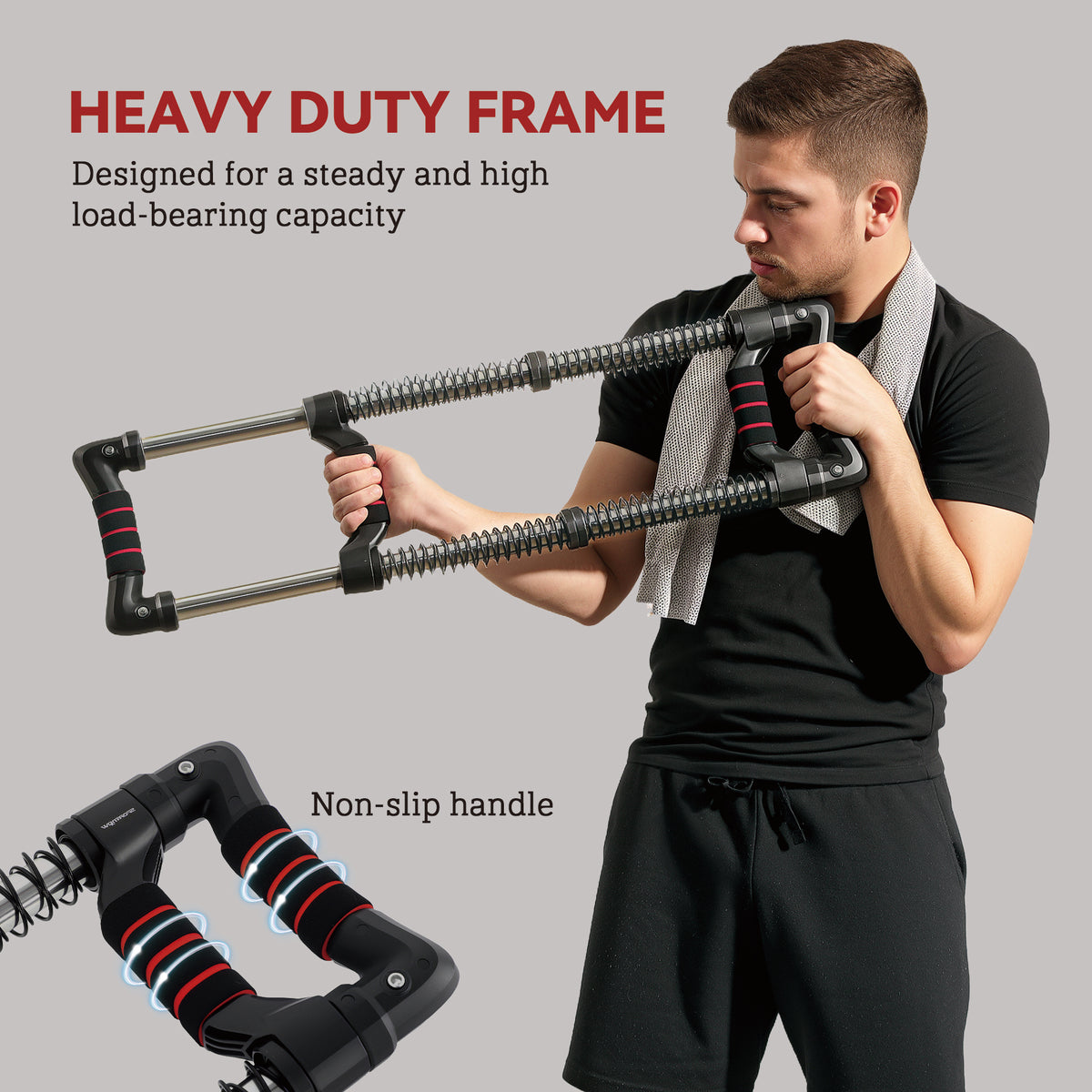 Soozier Chest Expander, Spring Chest Exerciser with 22-110 lbs Resistance for Men and Women Home Gym, Office or Travel