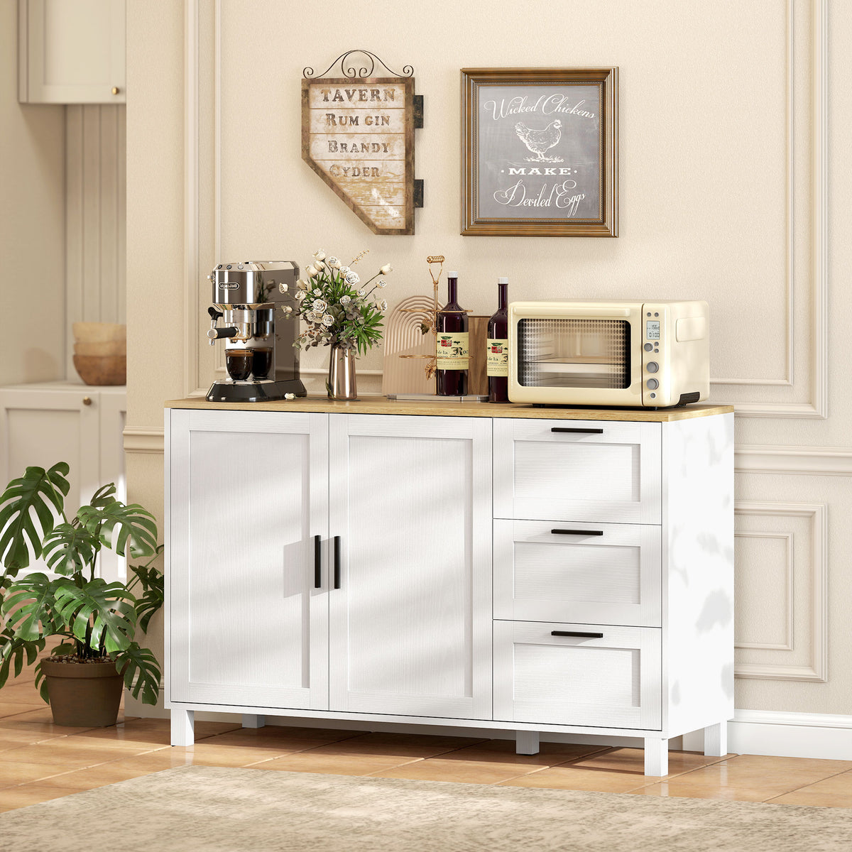 Buffet Cabinet with Soft-Close Doors, Modern Sideboard with 3 Drawers for Living Room, Kitchen – view 14