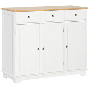 Modern Sideboard, Buffet Cabinet with Storage Cabinets, Drawers and Adjustable Shelves for Living Room, White