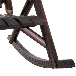 Wooden Outdoor Rocking Chair, Oversized Adirondack Patio Rocker with High Back and Slatted Seat, Carbonized – view 13