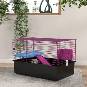 18.5" Small Animal Cage with Water Bottle, Food Dish, Platform, Ramp, Black – view 7