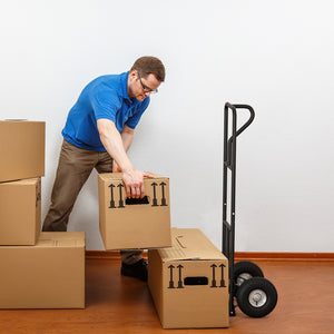 P-Handle Hand Truck with Foldable Load Plate for Warehouse Garage-Black view 2