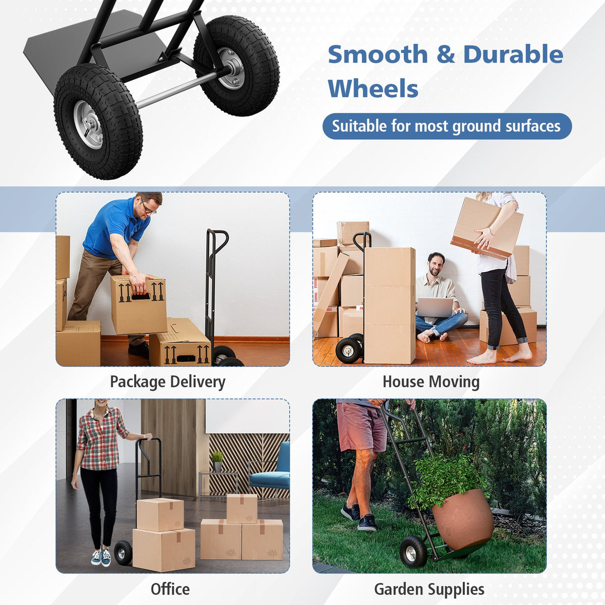 P-Handle Hand Truck with Foldable Load Plate for Warehouse Garage-Black view 8
