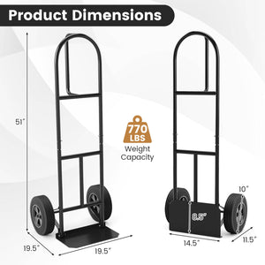 P-Handle Sack Truck with 10 Inch Wheels and Foldable Load Area-Black view 5