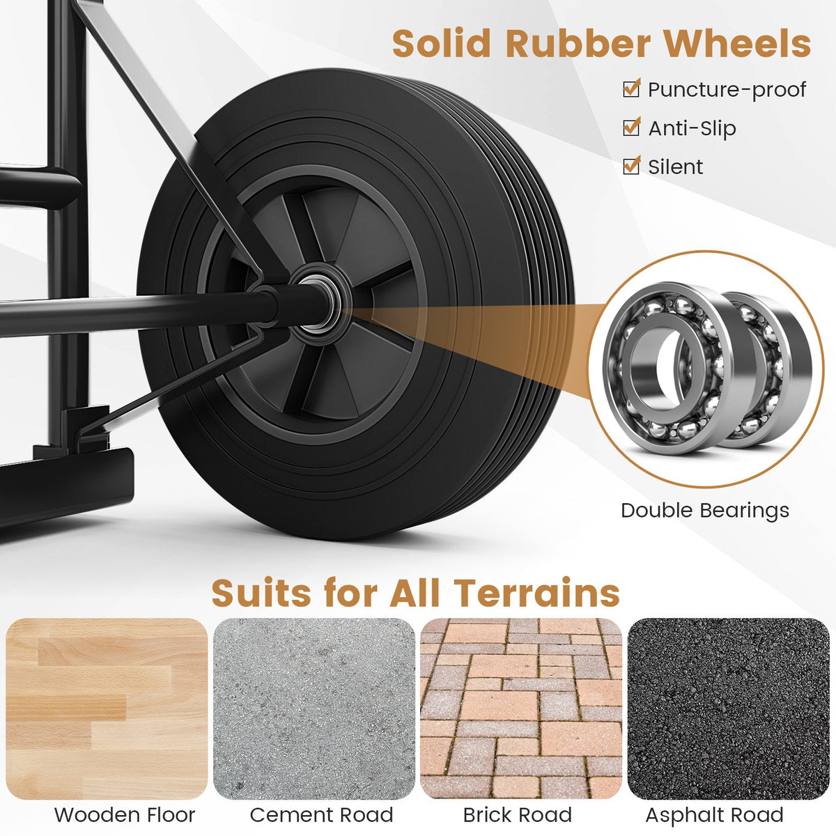 P-Handle Sack Truck with 10 Inch Wheels and Foldable Load Area-Black view 7
