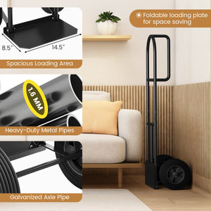 P-Handle Sack Truck with 10 Inch Wheels and Foldable Load Area-Black view 9