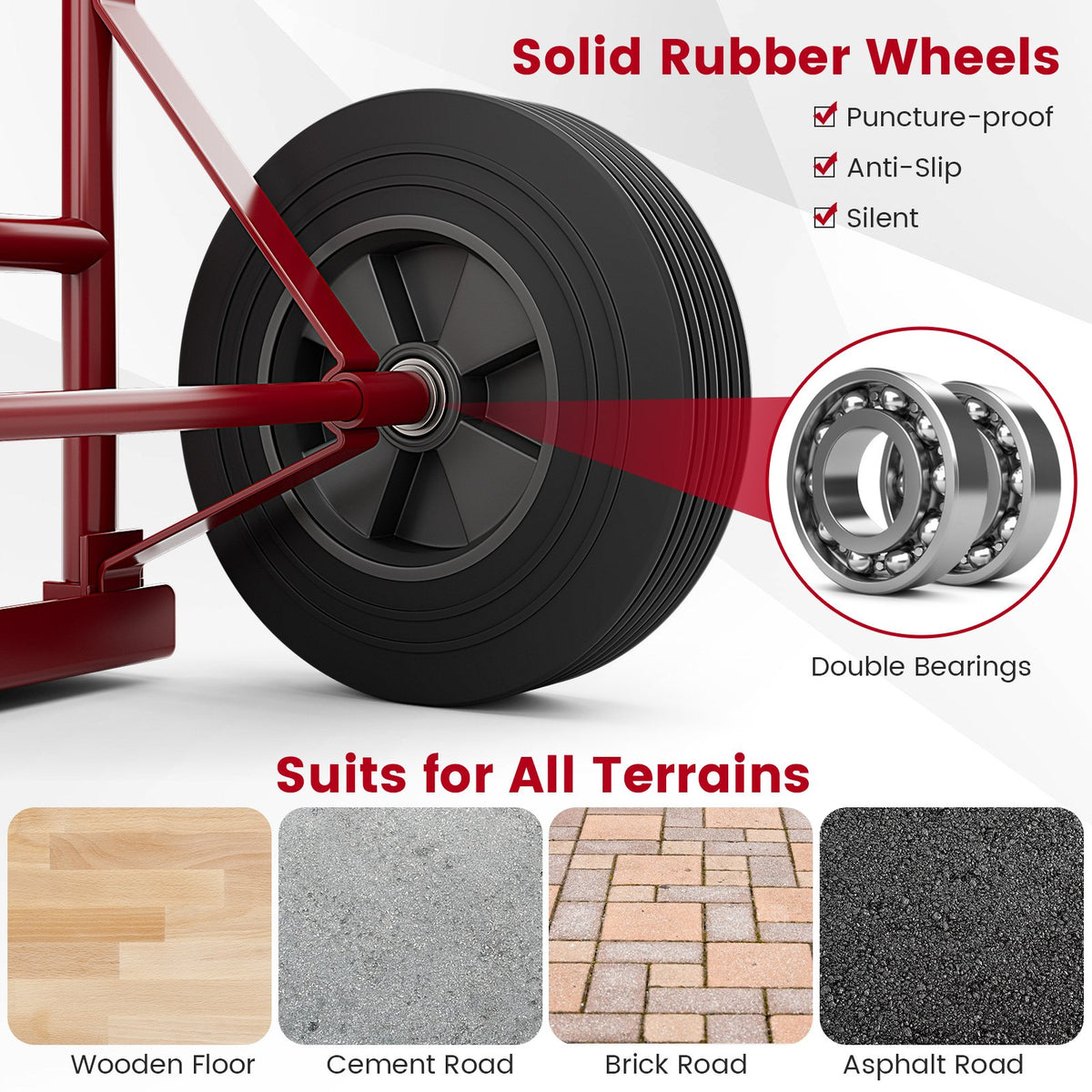 P-Handle Sack Truck with 10 Inch Wheels and Foldable Load Area-Red view 7