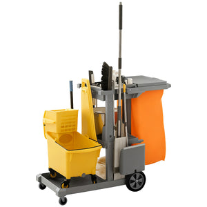 Commercial Janitorial Cart with 3 Tier Shelves, Professional Cleaning Cart with Rubbish Bag with Lid and – view 15